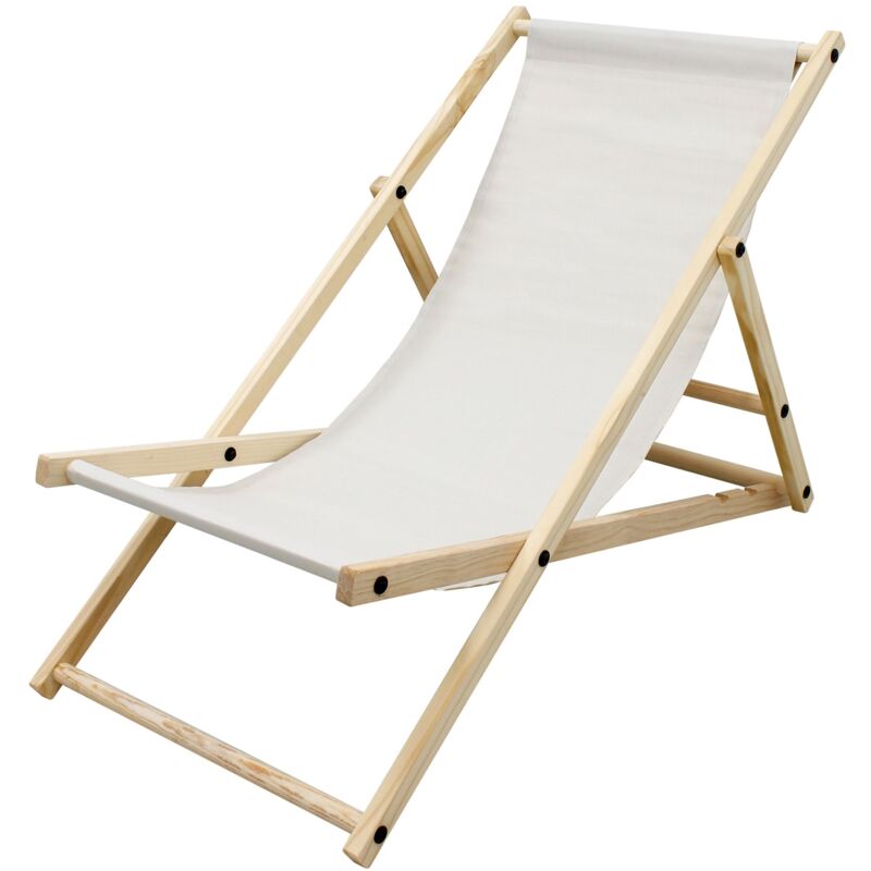 foto del prodotto ecd germany sedia sdraio pieghevole in legno di pino e tessuto oxford fino a 120 kg colore beige lettino prendisole spiaggia balcone giardino