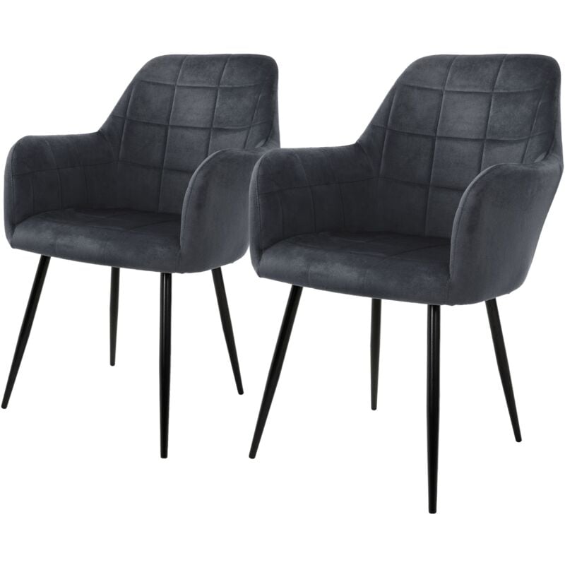 foto del prodotto ecd germany set 2 x sedia da pranzo grigio poltrone imbottite in velluto stile design retro vintage scandinavo gambe in metallo per sala da