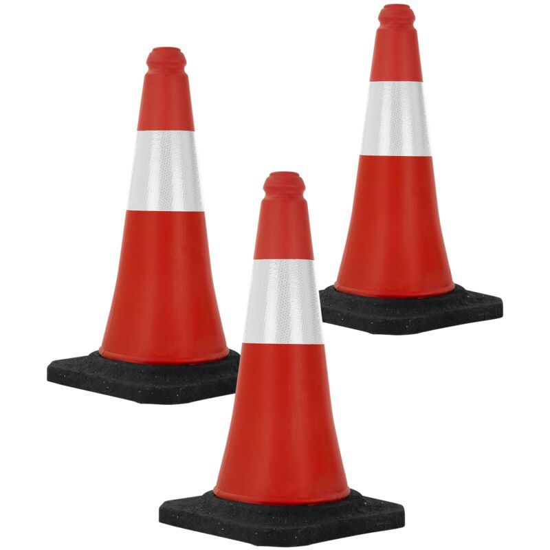foto del prodotto ecd germany set 3x coni stradali segnaletici per il traffico da 51 cm rosso e bianco coni con strisce bianche riflettenti piloni con base pesante di
