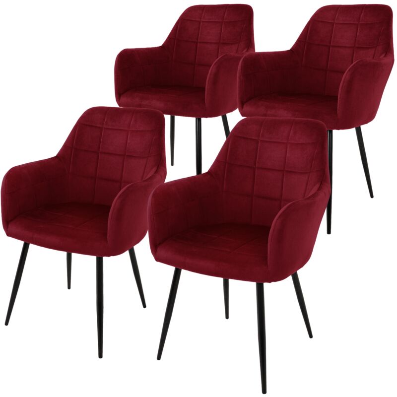 foto del prodotto ecd germany set 4x sedie da pranzo bordeaux poltrone imbottite in velluto stile design retro vintage scandinavo gambe in metallo per sala da