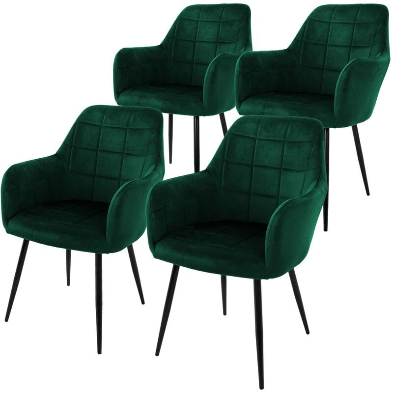 foto del prodotto ecd germany set 4x sedie da pranzo verde scuro poltrone imbottite in velluto stile moderno scandinavo gambe in metallo per sala pranzo soggiorno