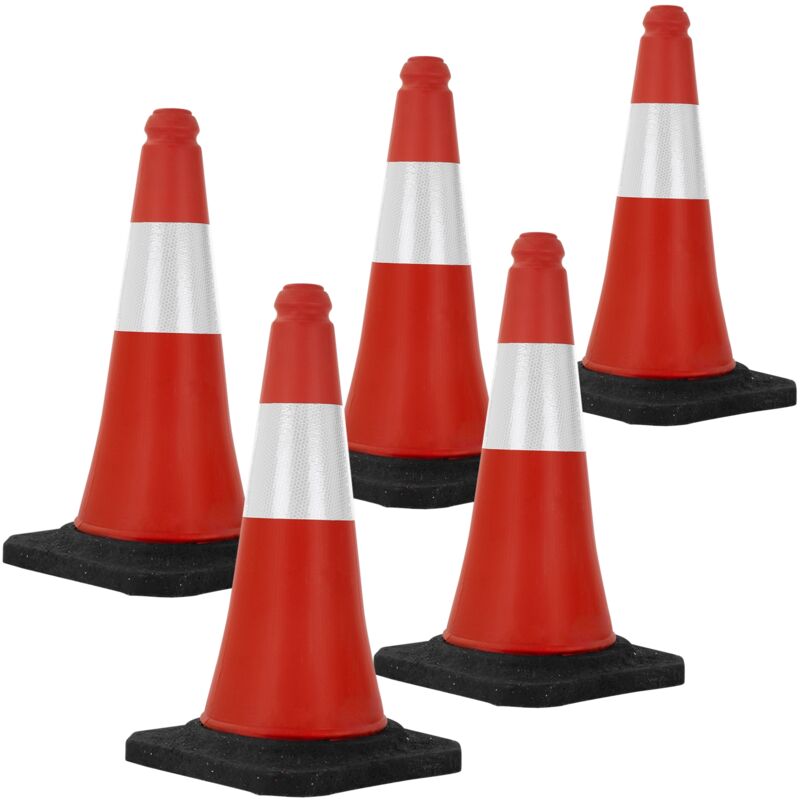 foto del prodotto ecd germany set 5x coni stradali segnaletici per il traffico da 51 cm rosso e bianco coni con strisce bianche riflettenti piloni con base pesante