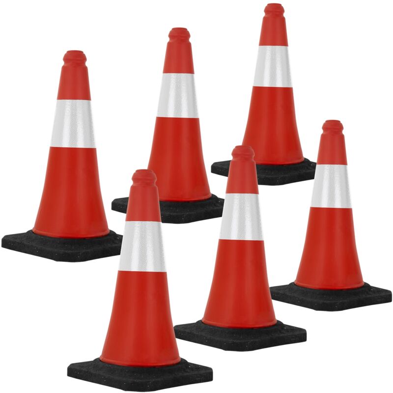foto del prodotto ecd germany set 6x coni stradali segnaletici per il traffico da 51 cm rosso e bianco coni con strisce bianche riflettenti piloni con base pesante