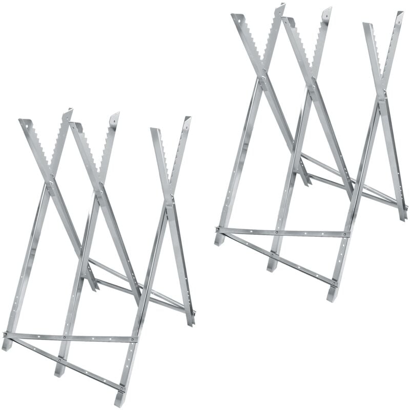 foto del prodotto ecd germany set di 2 cavalletti taglialegna in acciaio zincato carico massimo 150 kg supporto pieghevole per legna supporto motosega 83x74,5x84,5 cm