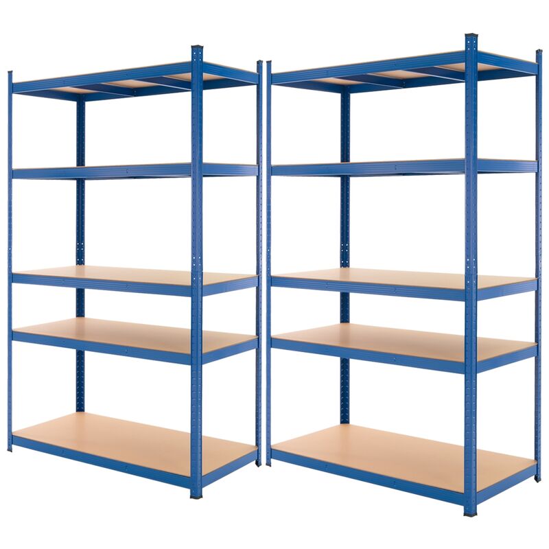 foto del prodotto ecd germany set di 2 scaffali in metallo verniciato a polvere con 5 ripiani senza bullone legno mdf 200x100x60 cm caricabile fino a 875 kg scaffale