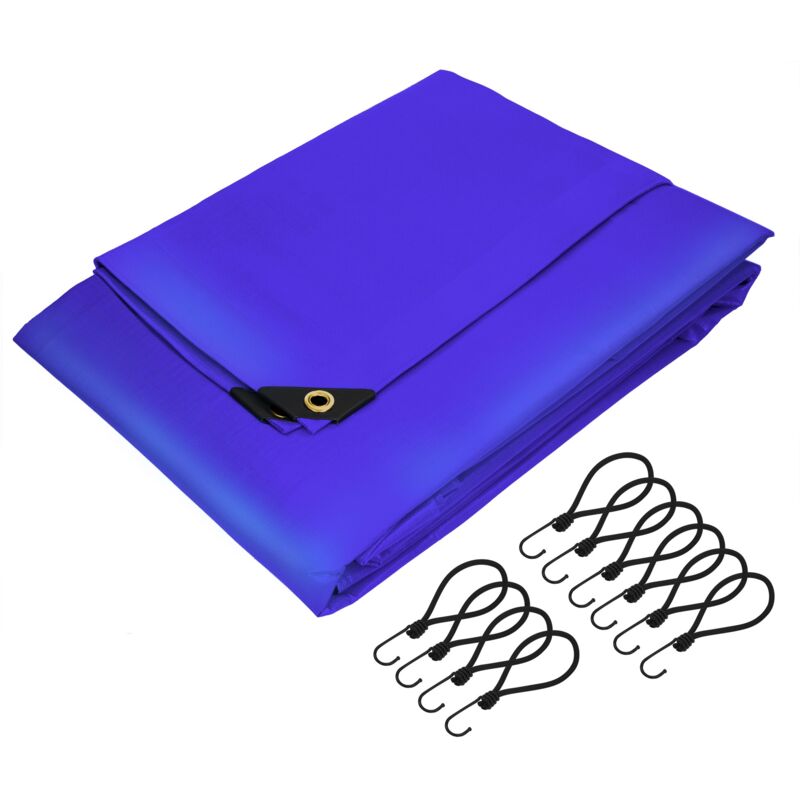 foto del prodotto ecd germany telone premium in tessuto con occhielli 10 ganci 4x3m 12m 650g m blu pvc telo impermeabile antistrappo multiuso telone per camion