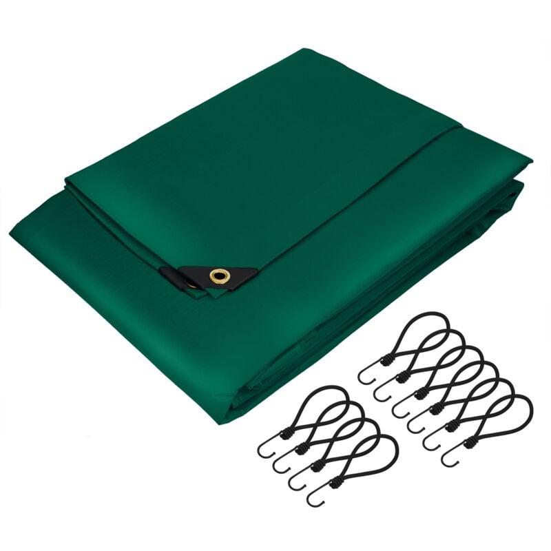 foto del prodotto ecd germany telone premium in tessuto con occhielli 10 ganci 4x7m 28m 650g m verde pvc telo impermeabile antistrappo multiuso telone per camion