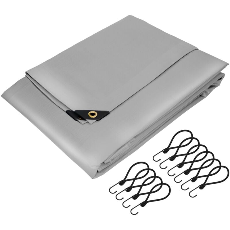 foto del prodotto ecd germany telone premium in tessuto con occhielli 10 ganci 6x3m 18m 650g m grigio pvc telo impermeabile antistrappo multiuso telone per