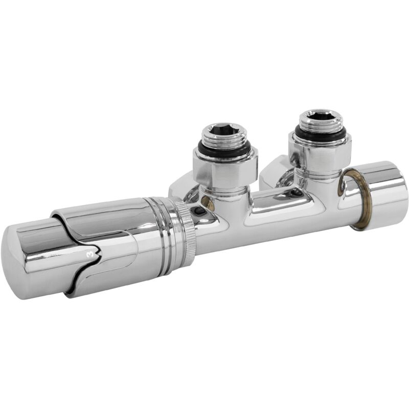 foto del prodotto ecd germany valvola termostatica radiatore set di connessione termostato per termosifoni e scaldasalviette 50mm cromato collegamento centrale a