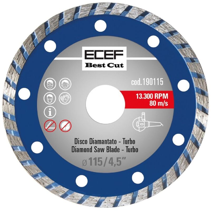 foto del prodotto ecef disco diamantato universale 115 x 2,0 turbo. corona continua