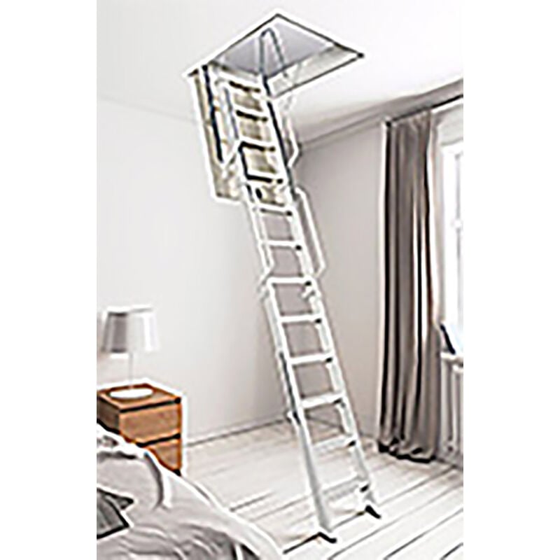 foto del prodotto echelle direct scala retrattile acciaio 3.80m tramoggia 130 x 70 cm aci qua380 130 70