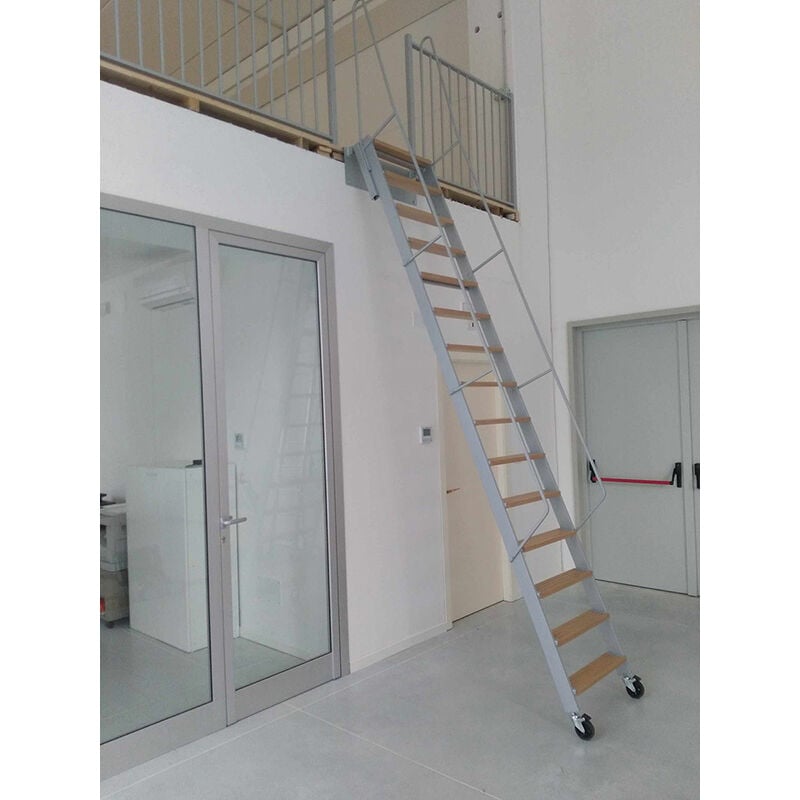 foto del prodotto echelle direct - scala retrattile acciaio grigio - altezza suolo a suolo 1.50m - sopalco g150