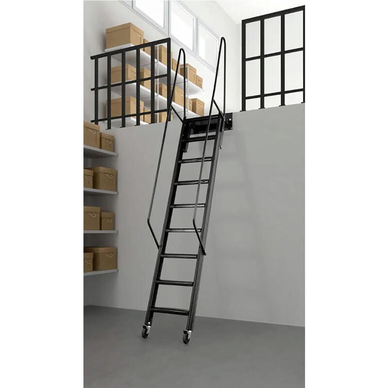 foto del prodotto echelle direct scala retrattile acciaio nero altezza suolo a suolo 1.75m sopalco n175