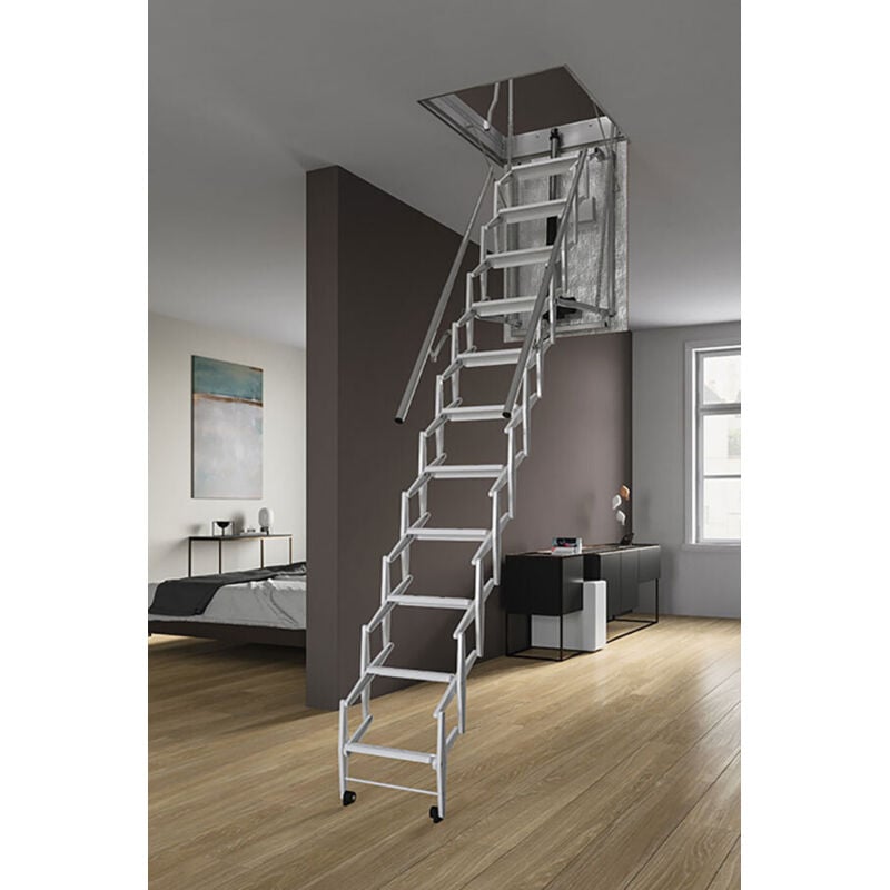 foto del prodotto echelle direct scala retrattile elettrica a soffitto dimensioni del foro 70x100cm elec70 100 300