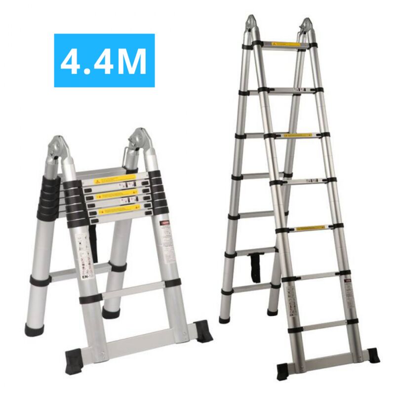 foto del prodotto echelle escabeau t lescopique double aluminium 2x7 marches h4.4m 2,2 2,2 
