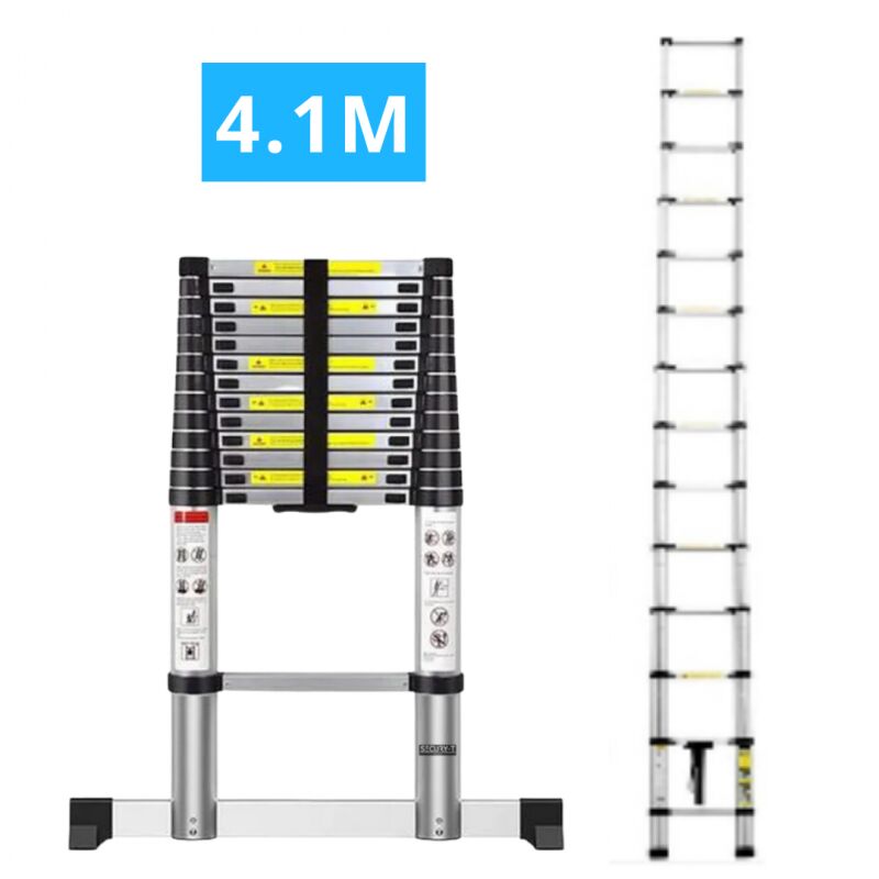 foto del prodotto echelle t lescopique aluminium 14 marches h 4,1m avec barre stabilisatrice