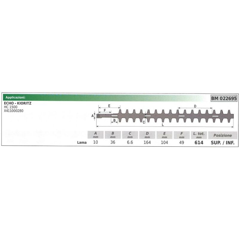 foto del prodotto echo lama superiore inferiore tagliasiepe hc 1500 022695 x411000280