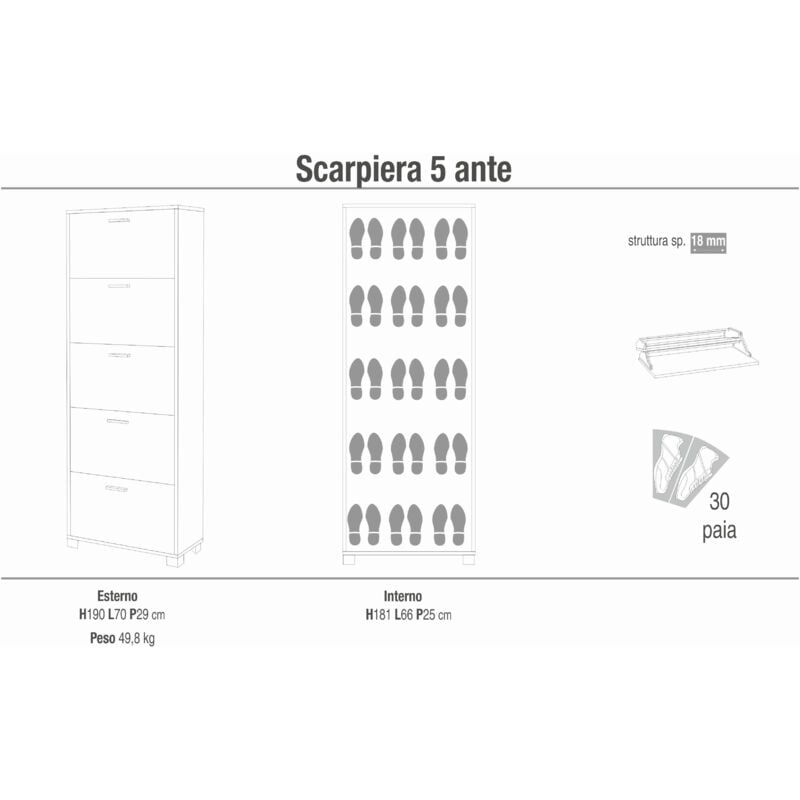 foto del prodotto echo scarpiera a 5 ante