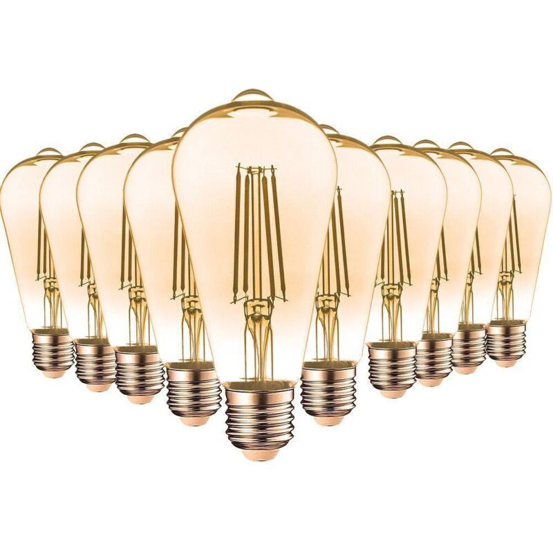 foto del prodotto eclairage design lotto di 10 lampadine led e27 7w st64 2200k tipo edison temp rature de couleur bianco caldo 2200k