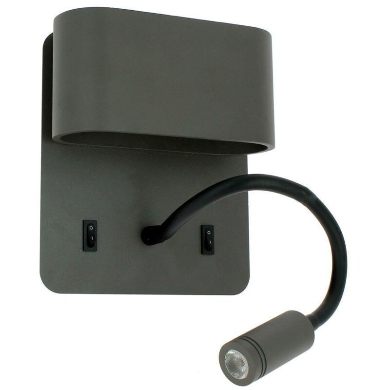 foto del prodotto eclairage design sorya hotel lampada da parete a led antracite 8w con luce di lettura temp rature de couleur bianco caldo 2700k