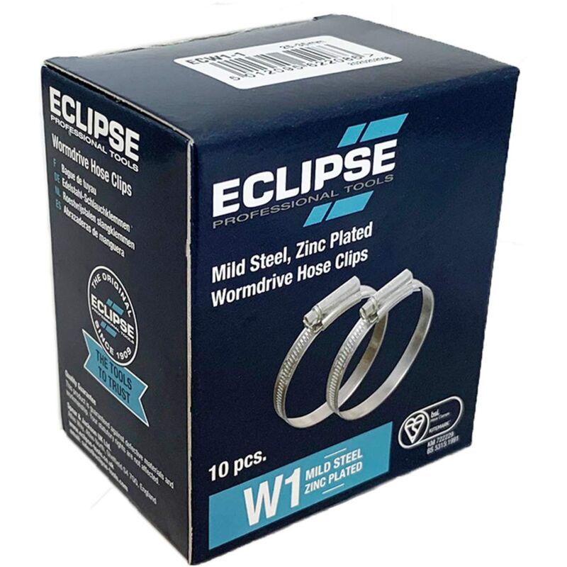 foto del prodotto eclipse professional tools ecw1 1 w1, confezione da 10 fascette stringitubo a vite senza fine in acciaio dolce da 25 35 mm 1 1 
