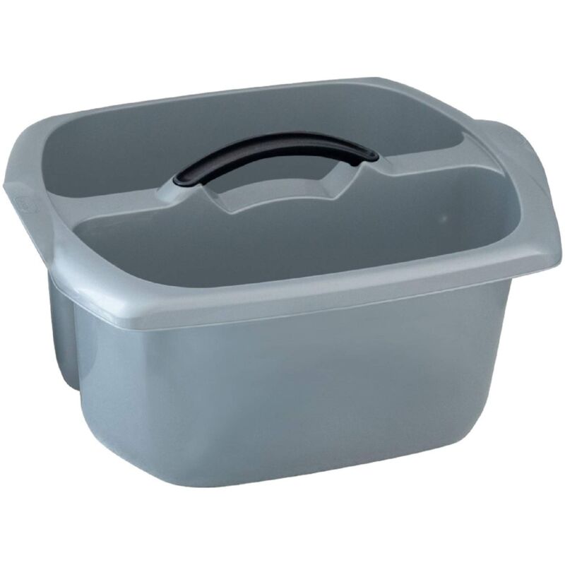 foto del prodotto eco 518523 contenitore per la pulizia con doppio scomparto e manico, 100 plastica riciclata, 9 litri, colore grigio chiaro addis