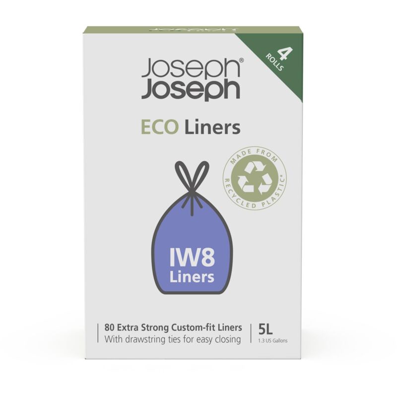 foto del prodotto eco liners iw8 sacchetti immondizia ecologici in plastica riciclata, sacchetti per rifiuti da cucina con manici a coulisse, extra resistenti,
