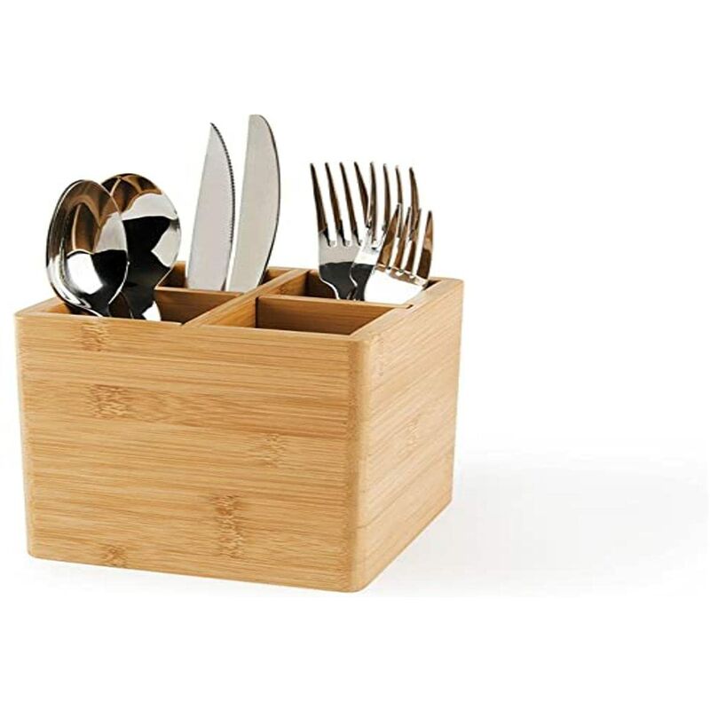 foto del prodotto eco living portaposate portautensili in bamb , legno naturale, marrone, 4 scomparti excelsa
