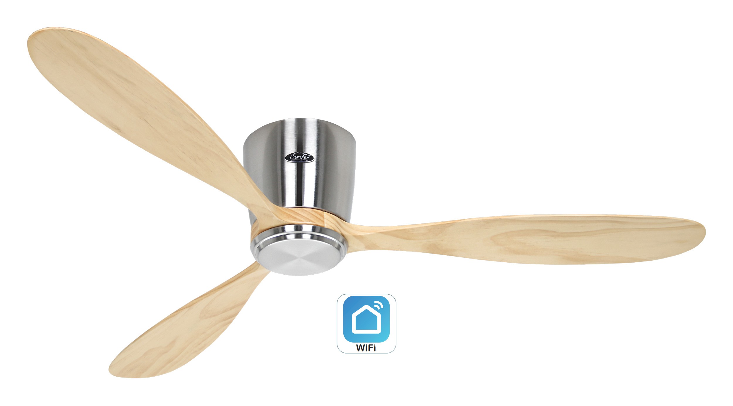 foto del prodotto eco plano wood 132, ventilatore wifi senza luce, casafan