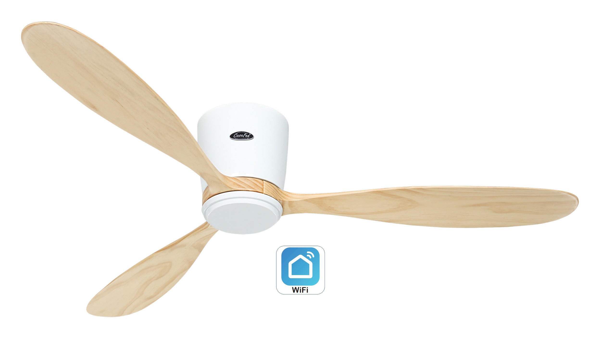 foto del prodotto eco plano wood 132, ventilatore wifi senza luce, casafan