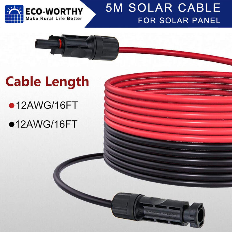 foto del prodotto eco worthy 1 paio di cavi solari da 5 m cavo di prolunga da 4 mm per moduli solari pannello solare