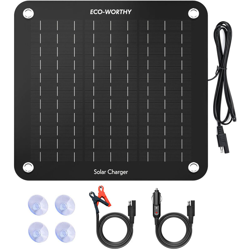 foto del prodotto eco worthy 10w 12v pannello solare di mantenimento della batteria del caricatore di mantenimento da per la batteria del veicolo