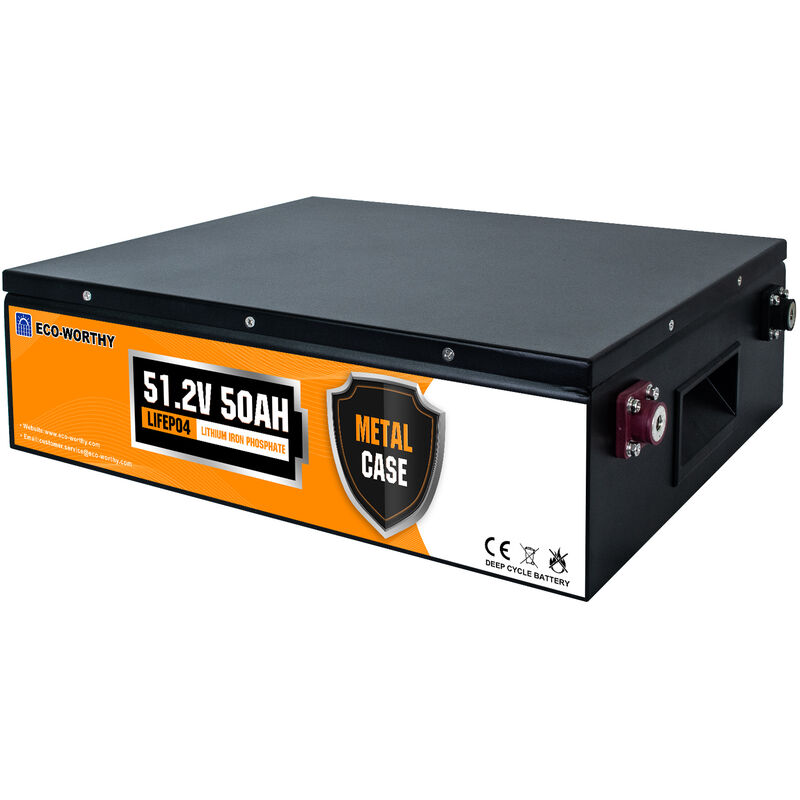 foto del prodotto eco worthy 48v 50ah lifepo4 batteria al litio ricaricabile con oltre 3000 cicli profondi e protezione bms per impianti solari, camper, barche,