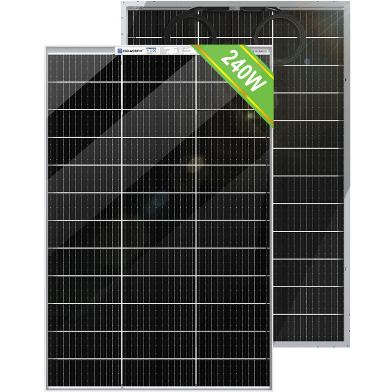 foto del prodotto eco worthy pannello solare bifacciale 240 w 12 volt monocristallino ad alta efficienza modulo fotovoltaico caricabatterie di alimentazione, per