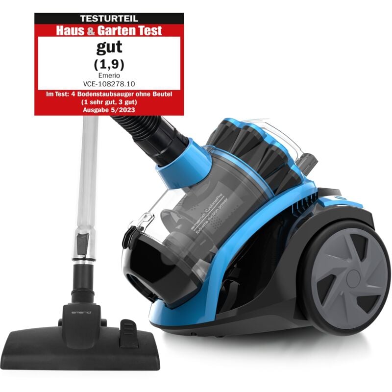 foto del prodotto eco zyklon aspirapolvere 900 watt potenza 2,0 litri contenitore polvere 7 m raggio d azione filtro hepa cyclonepro piccolo e maneggevole tubo