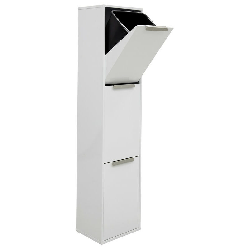 foto del prodotto ecoclas pattumiera per raccolta differenziata, mobile d acciaio per differenziata, bianco 3 secchi 3 x 17 l 51 l arregui