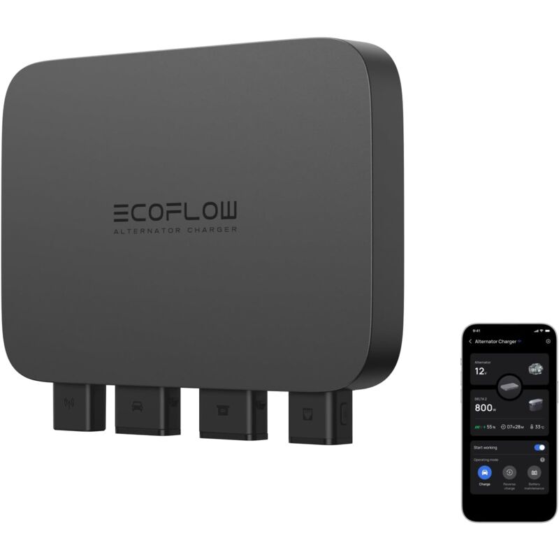 foto del prodotto ecoflow caricabatterie per alternatore da 800 w 3 in 1, caricabatterie cc cc rapido per power station, mantenitore di carica della batteria del