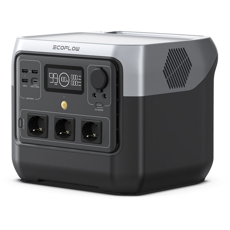 foto del prodotto ecoflow centrale elettrica portatile river 2 pro, batteria lifep04 da 768 wh, ricarica rapida in 70 min, 3 prese ca da 800 w, generatore solare per