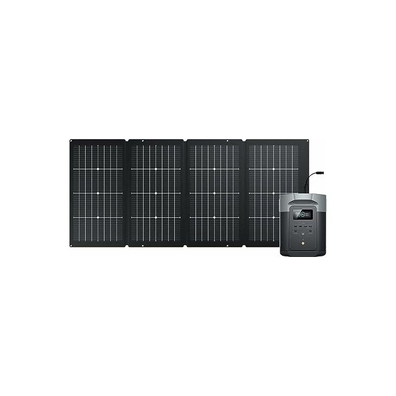 foto del prodotto ecoflow generatore solare delta 2 max, 2048wh batteria lfp centrale elettrica portatile e pannello solare 220w,max 3100w uscita ca, ricarica rapida