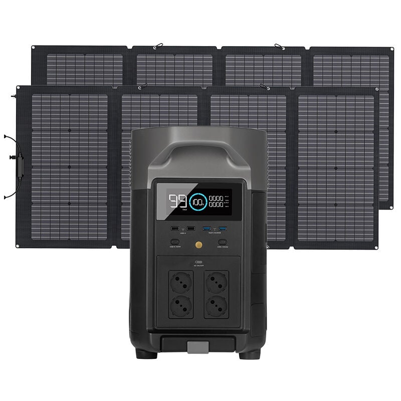 foto del prodotto ecoflow generatore solare delta pro 3,6kwh 3600w con 2 x pannello solare da 400w, centrale elettrica portatile per la casa, il campeggio