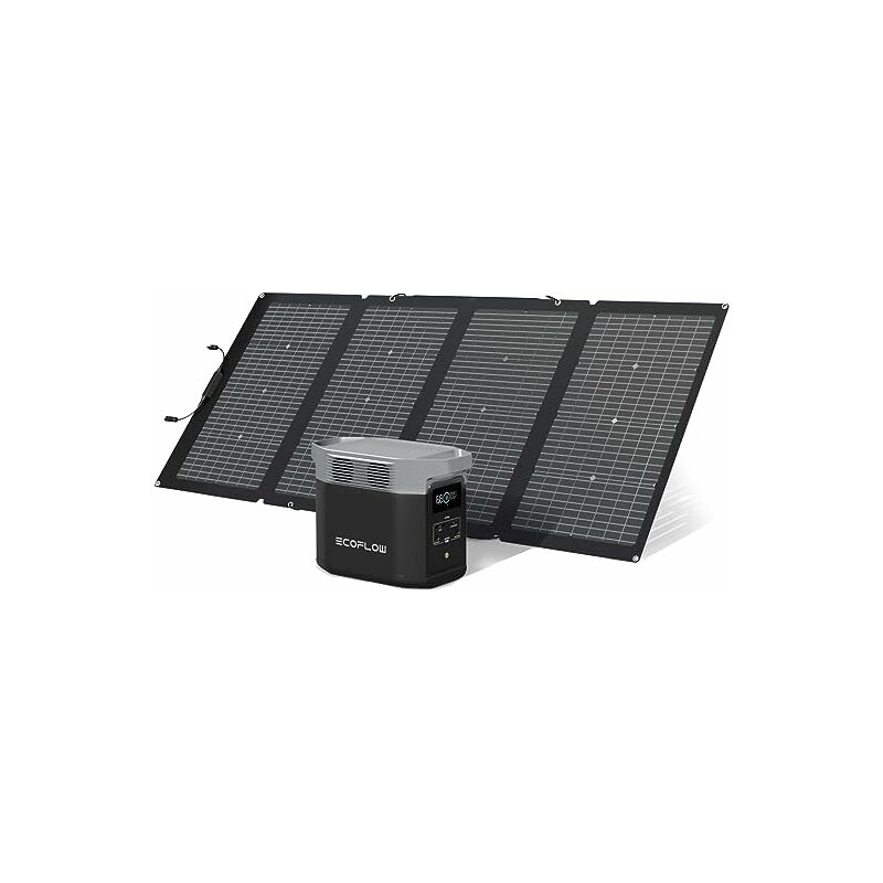 foto del prodotto ecoflow generatore solare delta2 e 220w pannello solare, capacit espandibile da 1 a 3 kwh, batteria lfp, centrale elettrica portatile per