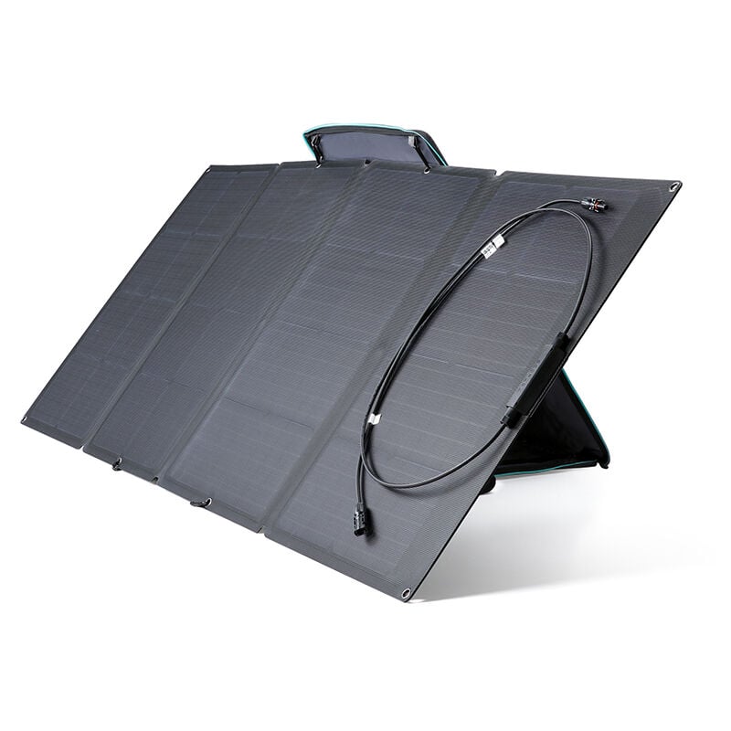 foto del prodotto ecoflow pannello solare portatile 160w per centrale elettrica, sistema di ricarica solare pieghevole, concatenabile, con cavalletto regolabile,