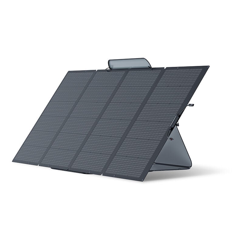 foto del prodotto ecoflow pannello solare portatile 400w, pieghevole e resistente, completo di custodia con cavalletto regolabile, impermeabilit ip68 per avventure