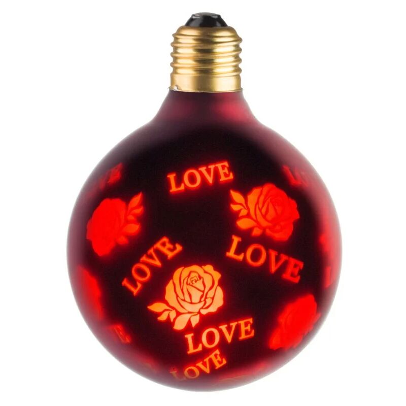 foto del prodotto ecolicht 30095130001 lampadina led e27 0,5w g95 360 ambiente decorativo love rosso