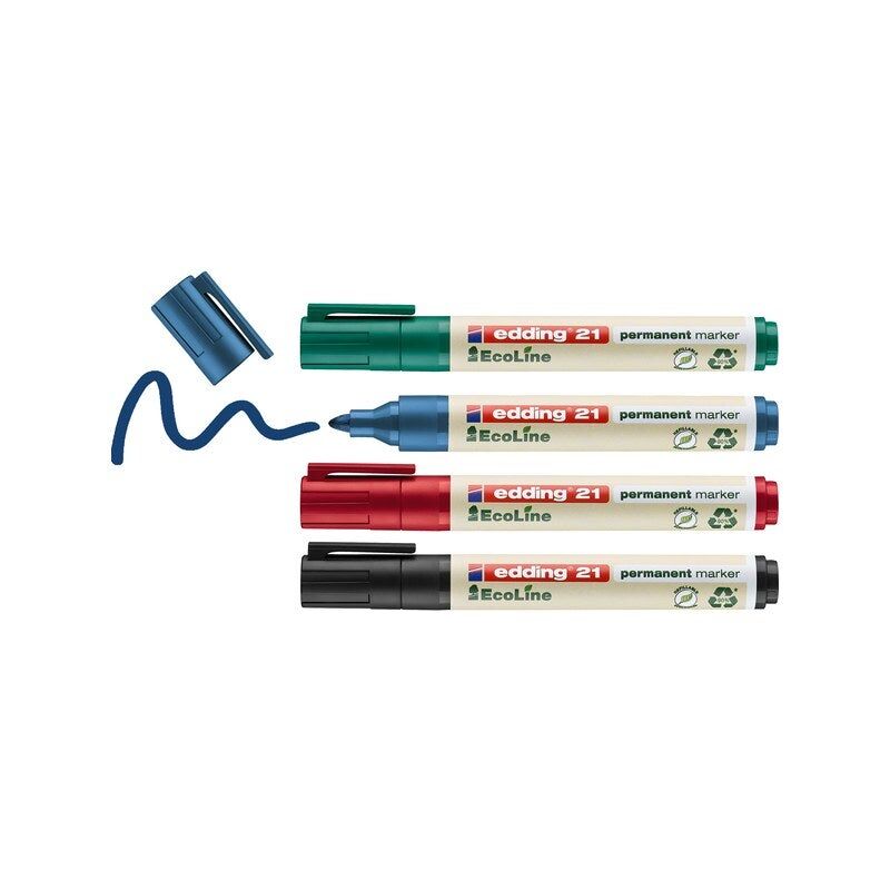 foto del prodotto ecoline 21 set pennarelli permanenti a 4 colori edding