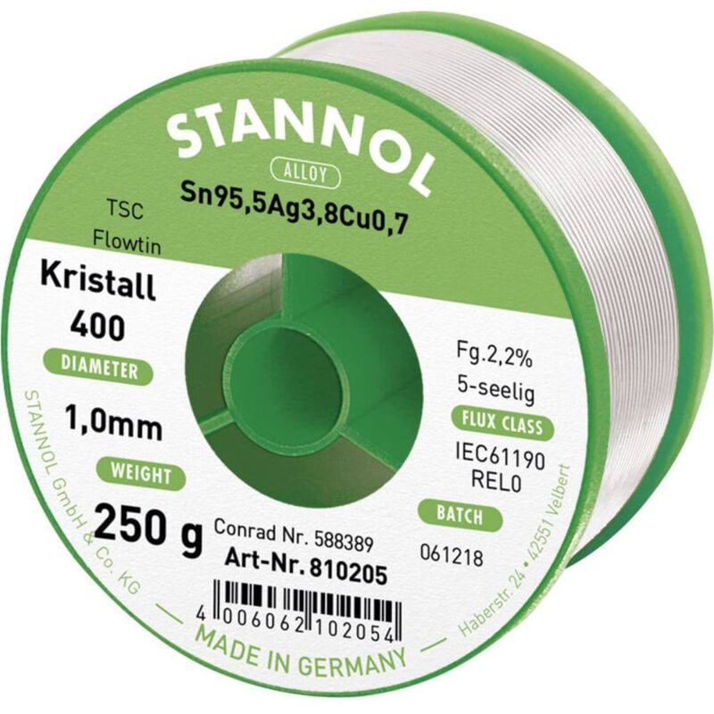 foto del prodotto ecology ts stagno senza piombo bobina sn95,5ag3,8cu0,7 rel0 250 g 1 mm - stannol