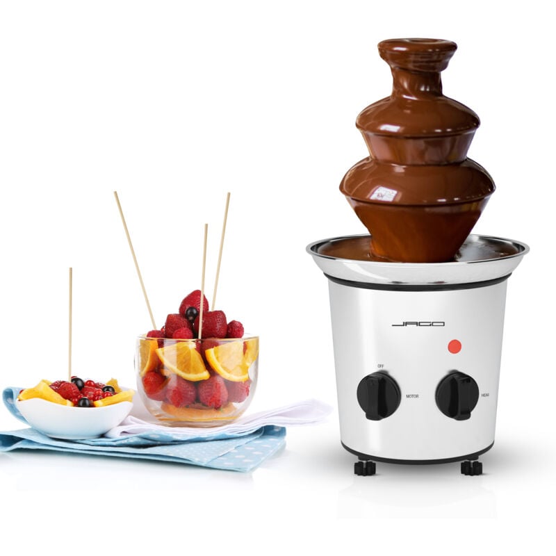 foto del prodotto ecomsof jago fontana di cioccolato 275 w a 3 piani, capacit 1kg, altezza 39 cm, in acciaio inossidabile, lavabile in lavastoviglie, argento
