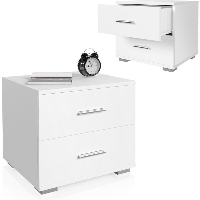 foto del prodotto ecomsof miadomodo comodino da camera da letto set da 2, con 2 cassetti, 40 x 40 x 35 cm, in mdf, moderno, colore a scelta piccolo tavolino da