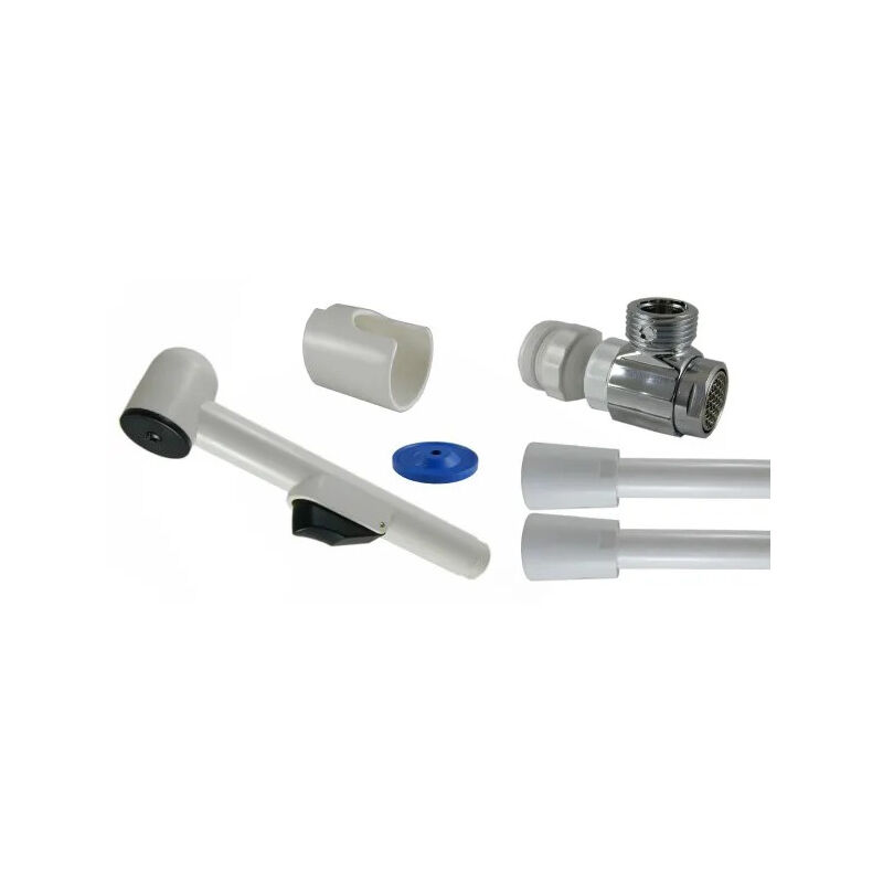foto del prodotto ecoperl doccetta, flessibile e kit rompi getto, 6 litri minuto, con supporto, bianco
