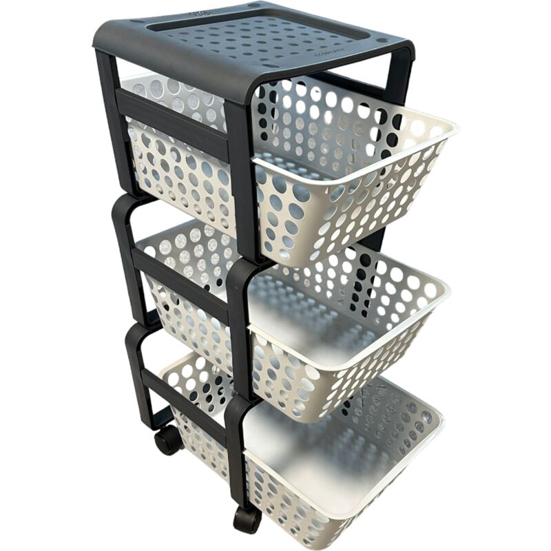 foto del prodotto ecoplast carrello portafrutta 29x41xh75 cm da cucina con 3 cassetti in resina modula